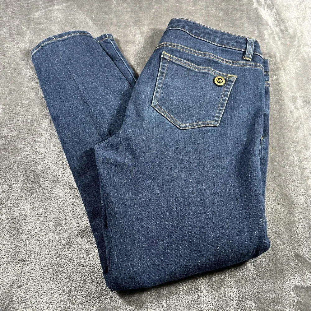 Michael Kors Skinny Jeans Womens 10 Blue Zipper Pockets Rockstar Denim‎